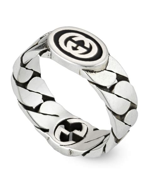 gucci silver square g ring|interlocking g ring in silver.